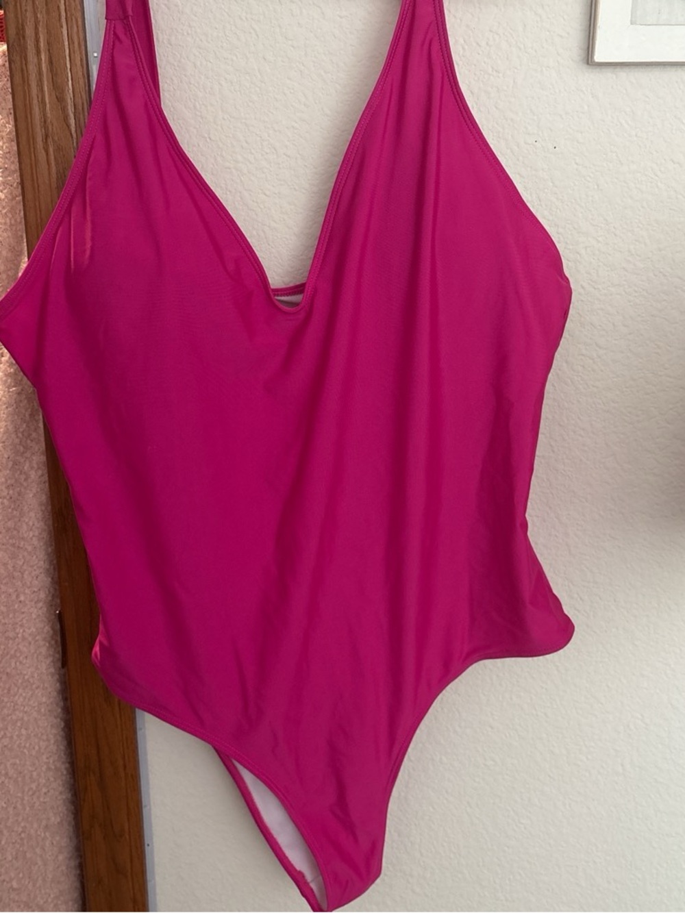 Woman’s Bright Pink One-Piece Swimsuit - Classic V-Neck